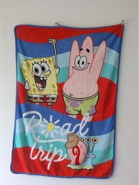 Spongebob Squarepants Plush Fleece Throw Blanket Patrick Cartoon Soft 51 x 36